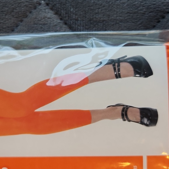 Amscan Adult footless tights ☆ Orange ☆ Brand New in pkg ☆  up to 160 lbs - Picture 3 of 8